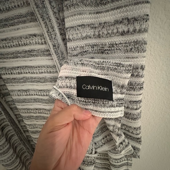 Calvin Klein Womens Open Front Cardigan Size XL Gray Striped Sleeveless Duster - Picture 5 of 6